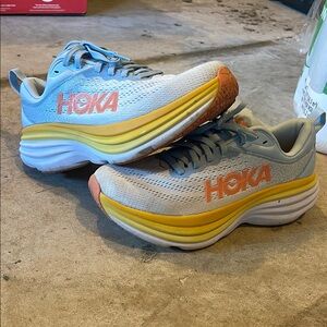 HOKA Blue and Yellow Running Shoes size 6.5